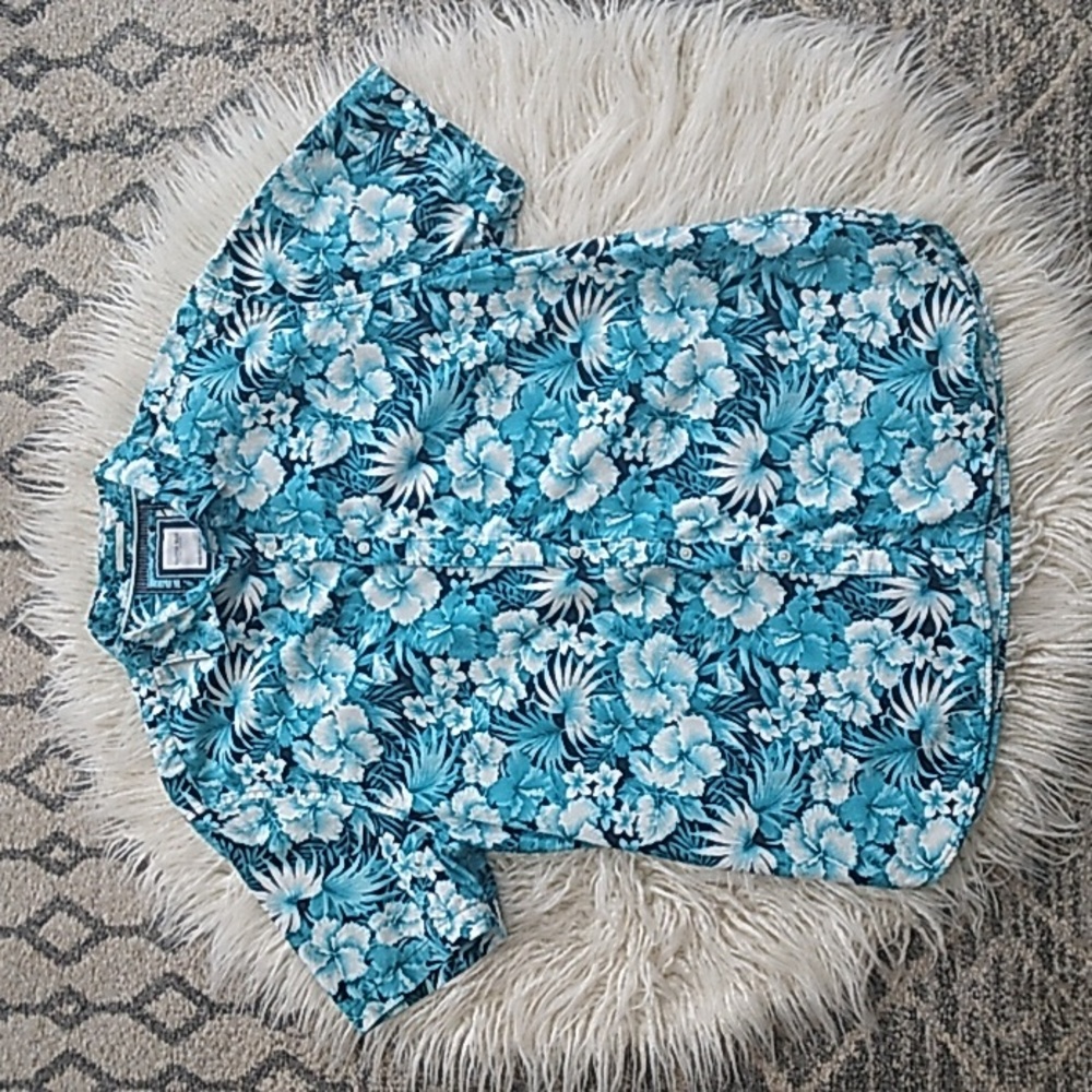 Cactus man by Ricky Singh, XL, turquoise Hawaiian shirt